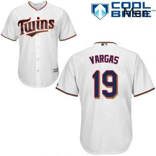 Mens Majestic Minnesota Twins 19 Kennys Vargas Replica White Home Cool Base MLB Jersey
